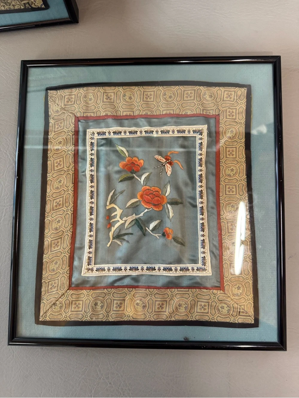 Vintage Set Chinese Silk Embroidery Butterfly Flowers Wall Hanging Picture Decor